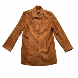 Relativity Rust Red Orange Copper Suede Lined Leather Blazer Coat Jacket Medium